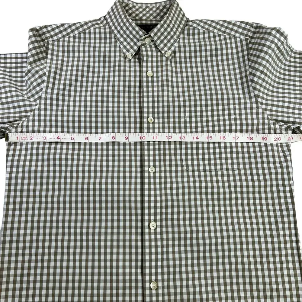 Banana Republic Men Shirt Small Olive Green Gingham Button Down Classic Office